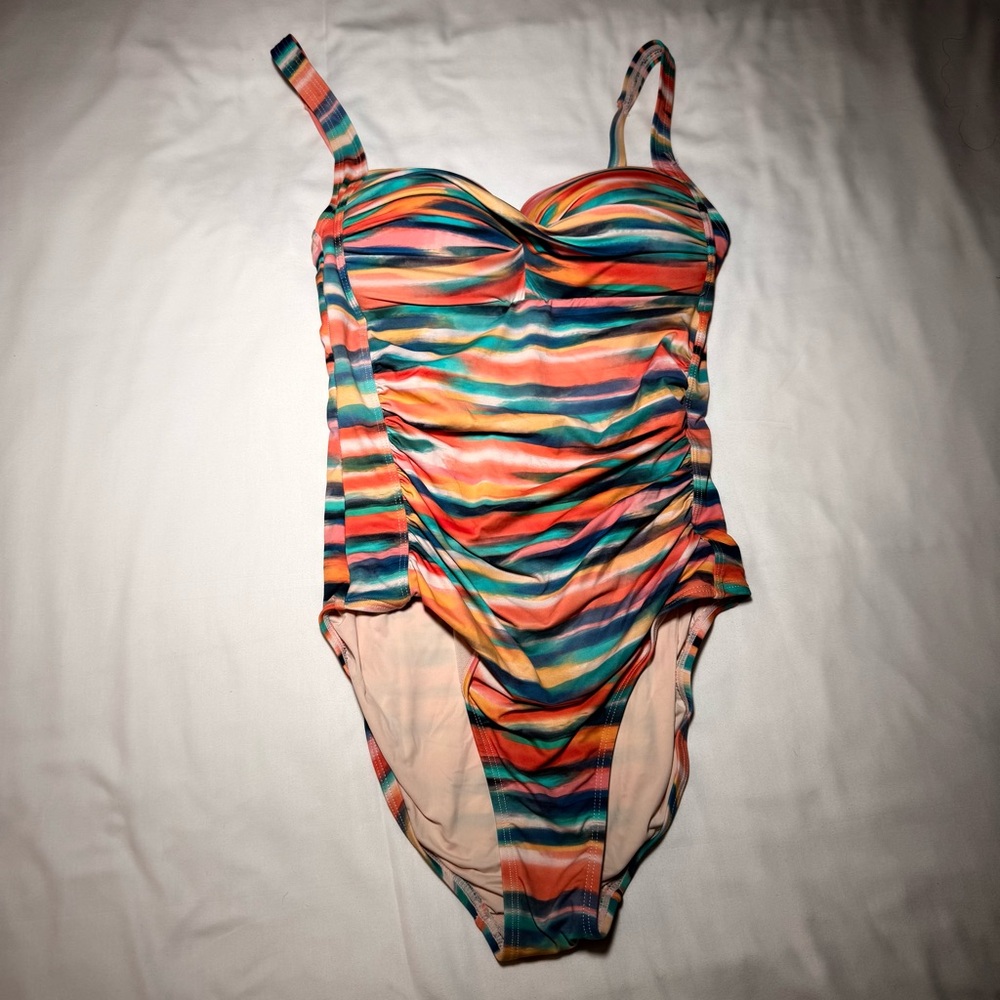 Vibrant Multicolor Striped Women's One Piece Swimsuit